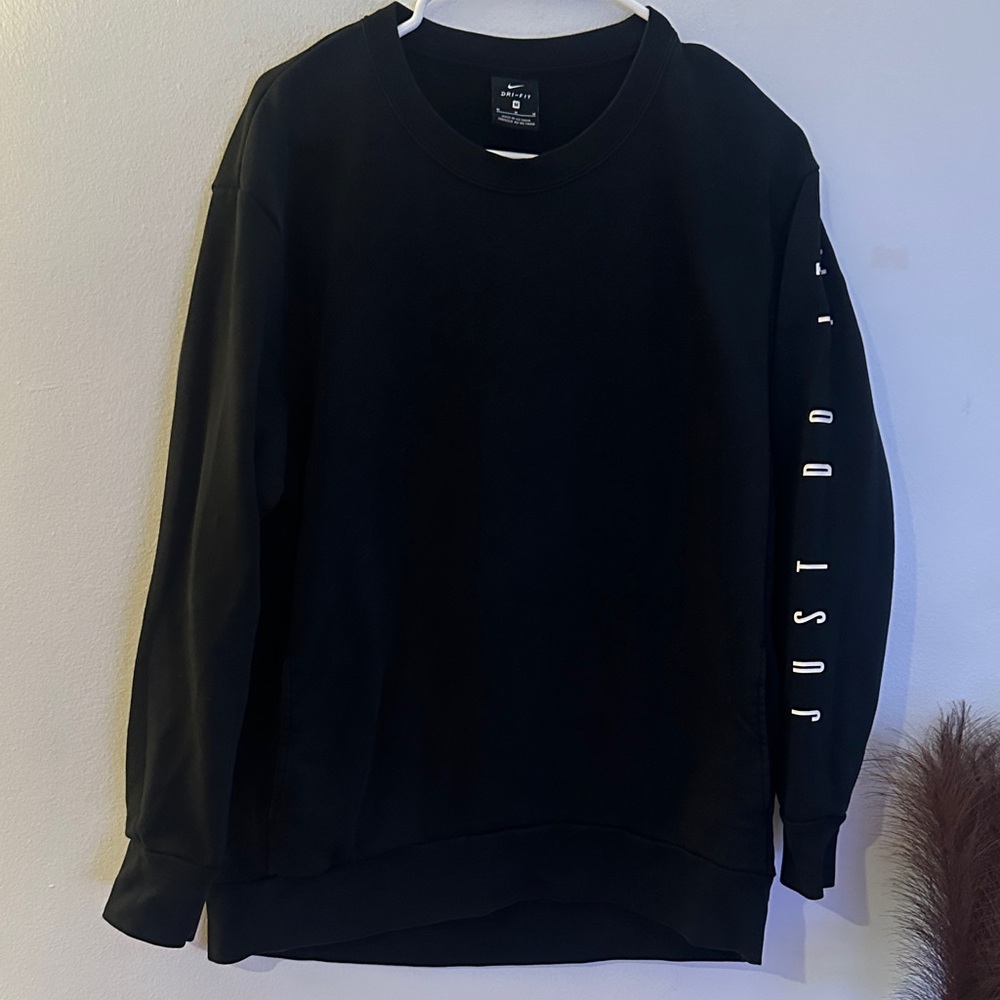 Nike Black Crewneck with White Sleeve Detail and packets- Preloved
